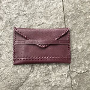 Laggo Polka-Leather Raisin woven clutch